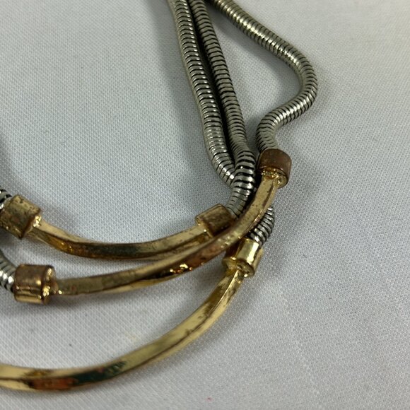 Charming Charlie 3 Tier Necklace Mixed Metal Silver Tone Snake Chain Gold Tone - Picture 8 of 9
